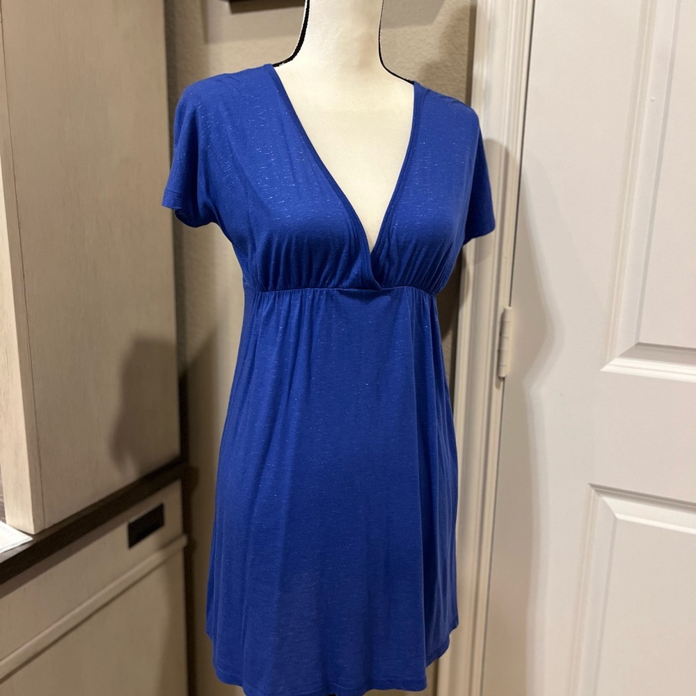 NWOT - “SPLENDID” ROYAL BLUE V-NECK MINI DRESS - MED